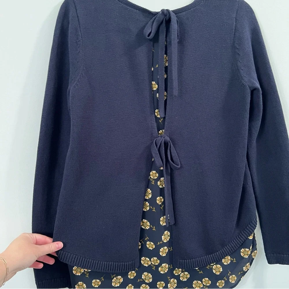 Women’s LOFT Navy Blue Floral Layered Top size XS - Picture 5 of 5